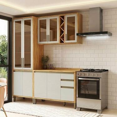 Imagem de Cozinha Modulada Compacta 3 Peças 9 Portas e 3 Gavetas 100% Mdf 190cm Barbados Espresso...