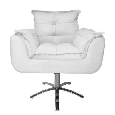 Imagem de Jogo 2 Poltronas Estofada Consultório Base Giratória de Metal Opala Suede Branco - LM DECOR