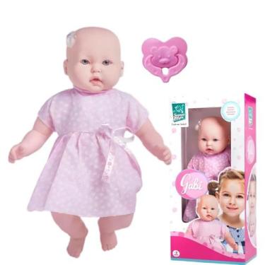 Imagem de Boneca Bebe 53,5cm Bebezao De Vinil Vestidinho Rosa Super Toys