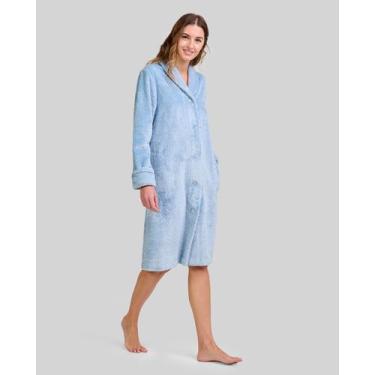 Imagem de Roupão Feminino Jacquard Abotoado Macio Cinza Lohe, Cinza, M
