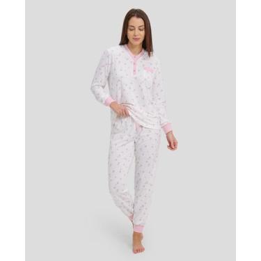 Imagem de Pijama Feminino Estampado Corações com Elástico Rosa Lohe, Rosa, XG