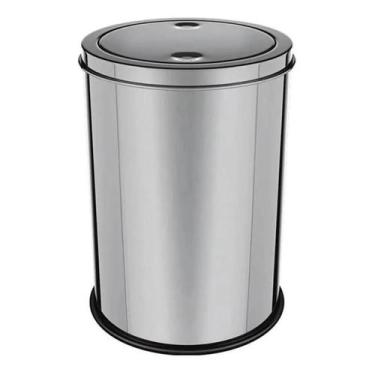 Imagem de Lixeira inox de cozinha banheiro tampa basculante 12 litros - EURO HOM