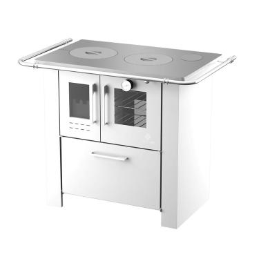 Imagem de Fogão a Lenha 4 Bocas Elevare Industrial Cheff N°02 Direito com Chapa de Alumínio e Forno Branco