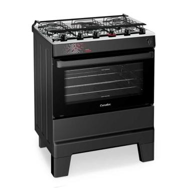 Imagem de Fogão a Gás de Piso 5 Bocas Esmaltec Ideal Master Mesa Inox Acendimento Automático Pret...