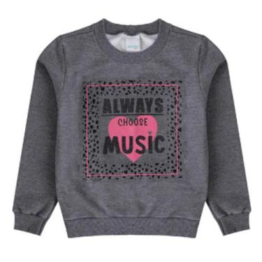 Imagem de Blusa de Moletom Meninas Estampado Music cor Cinza - Malwee Kids, 6