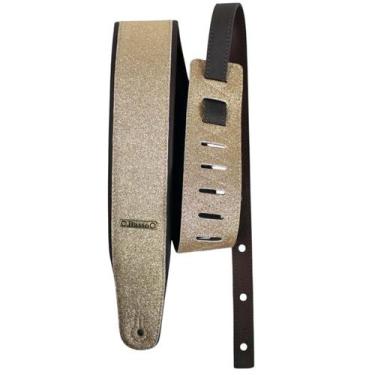 Imagem de Correia para Violao Guitarra Baixo Basso Cla 45 Glitter Ouro Larga Con