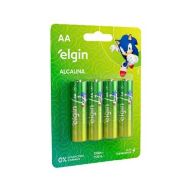 Imagem de Pilha Alcalina AA Pequena Elgin Alta Performance Longa Duração com 4 Unidades