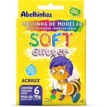 Imagem de Massa para Modelar SOFT com 06 Cores 90G com Glitter - Pacote com 06 -