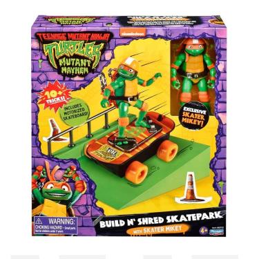 Imagem de Pista de Skate Michelangelo Figura Detalhada com Skate Motorizado e Pista Exclusiva Laranja Sunny Brinquedos