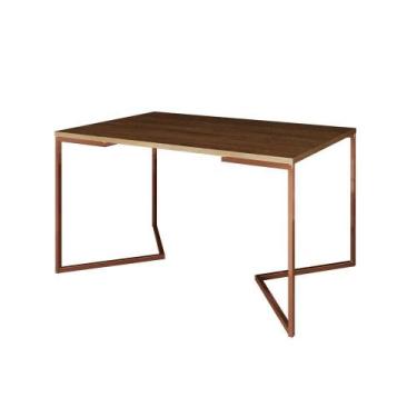 Imagem de Mesa Jantar Industrial Retangular 137X90Cm Amêndoa Base Cobre V - CASA