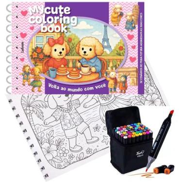 Imagem de Livro De Colorir Coleção My Cute Coloring Book Capa Dura Espiral Folha