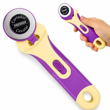 Imagem de Cortador Manual Lilás Amarelo Disco Liso 45mm Artesanatos. - Premier
