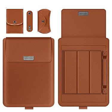 Imagem de QIUMING Bolsa para laptop de 11/12/13/14/15/16 polegadas capa fina para notebook com armazenamento de mouse e alça de cabo (cor: marrom, tamanho: 15 polegadas)