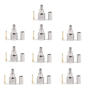 Imagem de Areyourshop 10 peças conector de crimpagem macho Mini-UHF para cabo RG-58/U Motorola antena de rádio