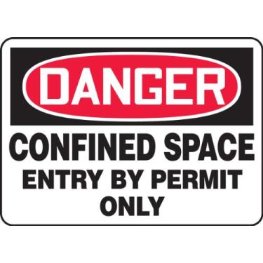 Imagem de Accuform MCSP019VS Placa de segurança de vinil adesivo, lenda, entrada de espaço confinado "Permit ONLY", 18 cm de comprimento x 25 cm de largura x 0 cm de espessura, vermelho/preto sobre branco