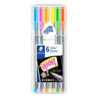 Imagem de Caneta Triangular 0.3mm, Staedtler, Fineliner Triplus Neon, 334 SB6CS302, 6 Cores