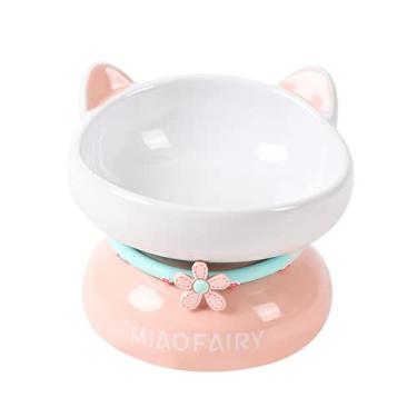 Imagem de Tigela para gato, tigela elevada inclinada de cerâmica para gatos elevada para comida e água com suporte, tigela de cabeça grande de alta capacidade, segura para lava-louças e micro-ondas, sem chumbo cádmio para gatos e cães pequenos (Laranja)