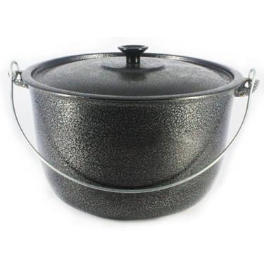 Imagem de Caldeirão Alumínio Fundido Craqueado Alça Galvanizada Preto 24cm