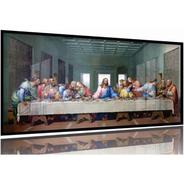Imagem de Quadro Decorativo Santa Ceia Jesus Sala Quarto 130x60 Moldura Preta 2x2
