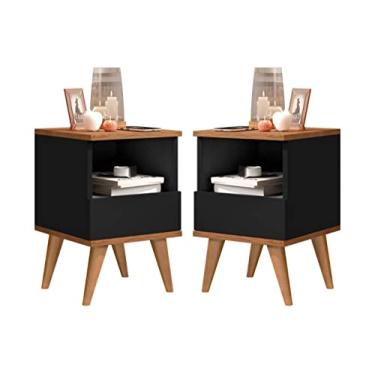 Imagem de Kit 2 Mesas de Cabeceira Creative Pés Palito Preto/Nature - JM Casa dos Moveis