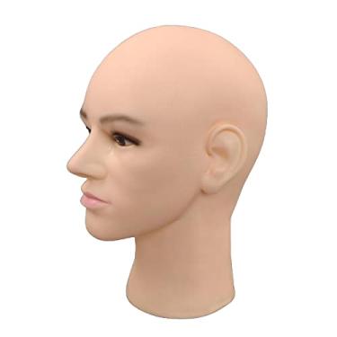 Imagem de dailymall Manequim masculino de cabeça careca, para perucas, chapéus, óculos, Bege