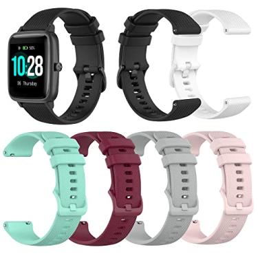 Imagem de RuenTech Pacote com 6 pulseiras de substituição compatíveis com relógio inteligente Willful ID205L ID205S/Fitpolo ID205L, pulseiras de relógio de silicone de liberação rápida para homens e mulheres