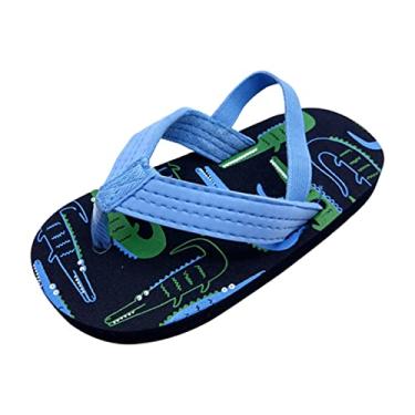 Imagem de Sandálias para crianças e crianças pequenas sapatos de verão meninos com tira elástica praia meninas preto menina chinelo (azul, 3-4 anos)