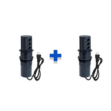 Imagem de Kit 2 Torres De Tomada Totem Slim Manual 3 Tomadas 10A COR:PRETO