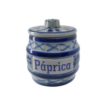 Imagem de Pote Porta Tempero Páprica 100 Ml Em Porcelana Azul E Branca - Porcela