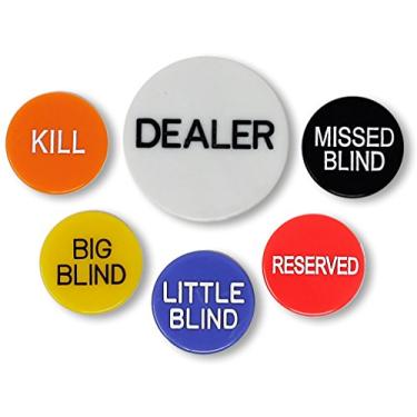 Imagem de DA VINCI Conjunto de 6 botões de revendedor profissional de pôquer Texas Holdem cassino