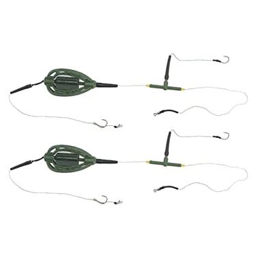 Imagem de 01 02 015 Alimentador de isca de pesca de carpa, alimentador de carpa portátil estilo europeu de linha longa acessórios de pesca para banco para rio para lago (35g)