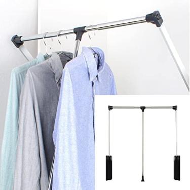 Imagem de Trilho de suspensão de elevação de guarda-roupa, trilho de guarda-roupa de roupas de elevação suspensa, largura ajustável 450-600mm/600-830mm/830-1150mm, sistema de armazenamento de trilho de elevação de guarda-roupa para pendurar roupas, carregando 30kg, pequeno, colecionador