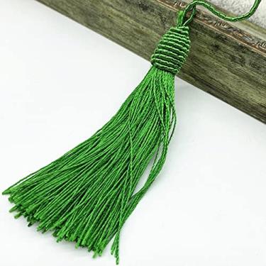 Imagem de 6 pçs/lote 15 cm corda pendurada borlas de seda franja costura franja borla guarnição chave borlas para cortina embelezar diy, verde