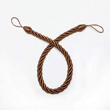 Imagem de 1 peça cortina de tecido feito à mão tieback ouro prendedor de cortina clipe fivela corda decoração para casa acessórios de quarto cortina amarra costas braçadeira, café, 4 peças