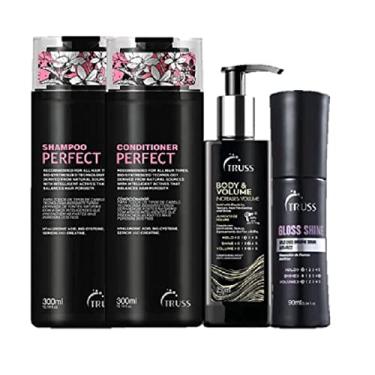 Imagem de Truss Perfect Shampoo 300ml Condicionador 300ml Body e Volume 250ml Gloss Shine 90ml