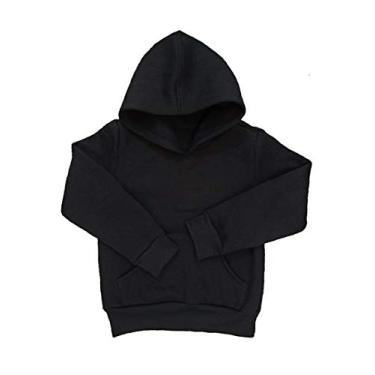 Imagem de Blusa de frio moletom infantil preta capuz e bolso canguru 6 a 10 anos (8)