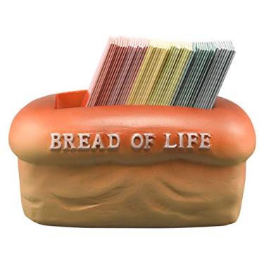 Imagem de Christian Art Gifts Cartões de escritura Bread of Life em suporte de polistone dupla face - João 6:35 Versículos bíblicos inspiradores, orações e promessas, multicolorido para casa e cozinha em caixa