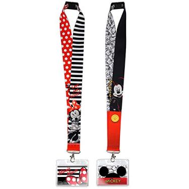 Imagem de Cordões Disney com porta-identidade - Cordões premium Mickey e Minnie Mouse para crianças e adultos - perfeitos para cruzeiros da Disney e acessórios mundiais - pacote com 2