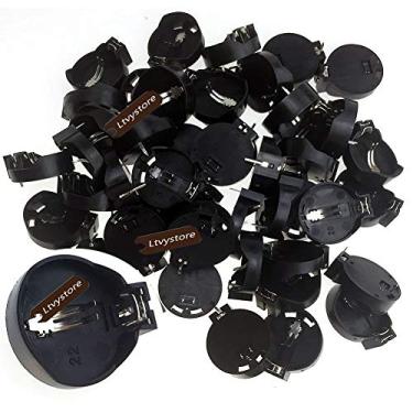 Imagem de Ltvystore Pacote com 50 unidades de suporte de bateria de botão de moeda compatível com CR2032 CR2025 plástico preto