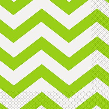 Imagem de Guardanapos de festa Chevron, 16,5 cm x 16,5 cm, verde neon, 16 unidades