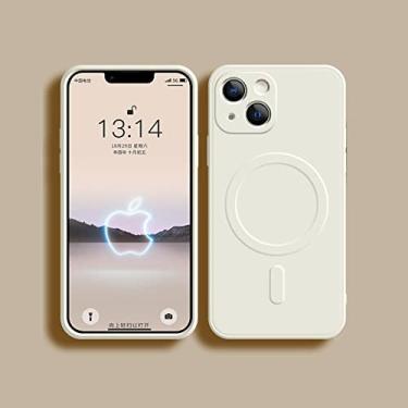Imagem de Capa magnética de silicone líquido para iPhone 11 12 13 Pro Max X Xs Xr 8 Plus 13Mini 12Mini carregador sem fio capa magnética para telefone, branco menta, para iPhone 13Pro Max
