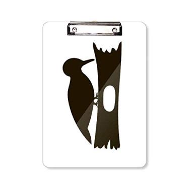 Imagem de DIYthinker Placa de apoio preta Woodpecer Animal Prancheta Pasta de escrita A4