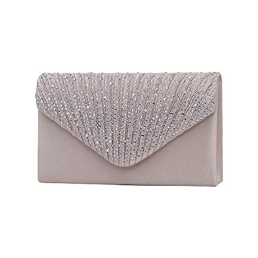 Imagem de JAMBHALA Bolsa de Mão com Strass Brilhante Envelope Para Noite Para Festa de Casamento Feminina Namoro (bege)
