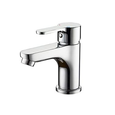 Imagem de Torneira de lavatório estilo casa de banho torneiras de água fria e quente misturador de banheiro branco torneiras de lavatório de alça única, 1, tamanho único