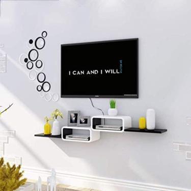 Imagem de Wall-mounted TV Cabinet Shelf Storage Unit Shelf DVD/Blu-ray Player Satellite TV Box Cable Box White Floating Frame Wall-mounted Shelf,B,Constructive23