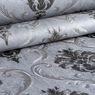 Imagem de GF Casa Decor - Papel De Parede Importado Vinílico Lavável Alto Relevo Texturizado (YS1007 - Prata Arabesco)