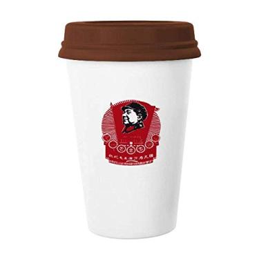 Imagem de Caneca de cerâmica com a bandeira da promoção da educação vermelha chinesa para copo de café