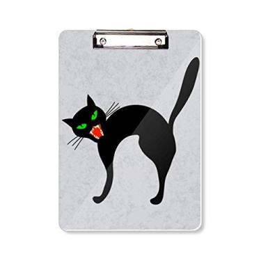 Imagem de Prancheta de Halloween com desenho de gato preto assustador A4