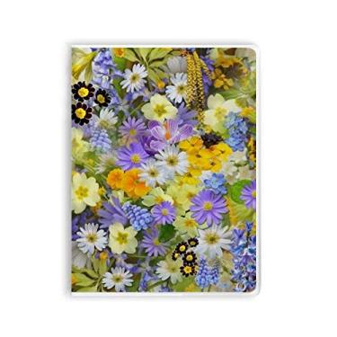 Imagem de Caderno de arbustos com flores azuis amarelas capa de goma diário capa macia
