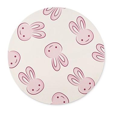 Imagem de Mouse pad de borracha antiderrapante e redondo Pink Rabbit, adequado para jogos, casa, escola, escritório, mouse pad